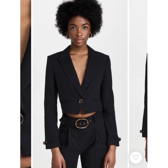 Veronica Beard Black Cropped Linen Blend Single Breast Jacket NWT Buckle Cuff - Picture 15 of 15